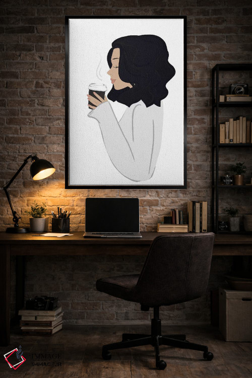 تابلو دکوراتیو Light-skinned, Black Hair,استراحت قهوه، پوست روشن، موهای مشکی اثر سابینا فن - D5B