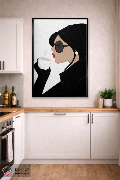 تابلو دکوراتیو Light-Skinned, Black Hair,شیک اسپرسو، پوست روشن، موهای مشکی اثر سابینا فن - D3B
