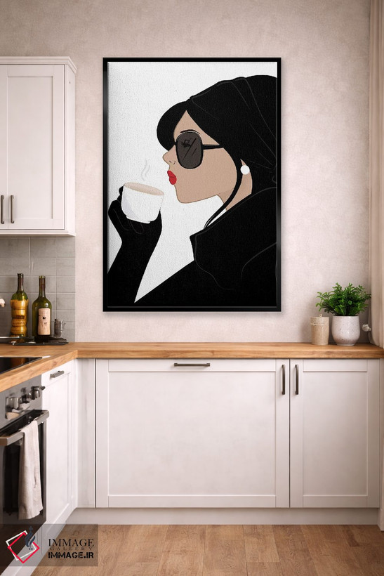 تابلو دکوراتیو Light-Skinned, Black Hair,شیک اسپرسو، پوست روشن، موهای مشکی اثر سابینا فن - D3B