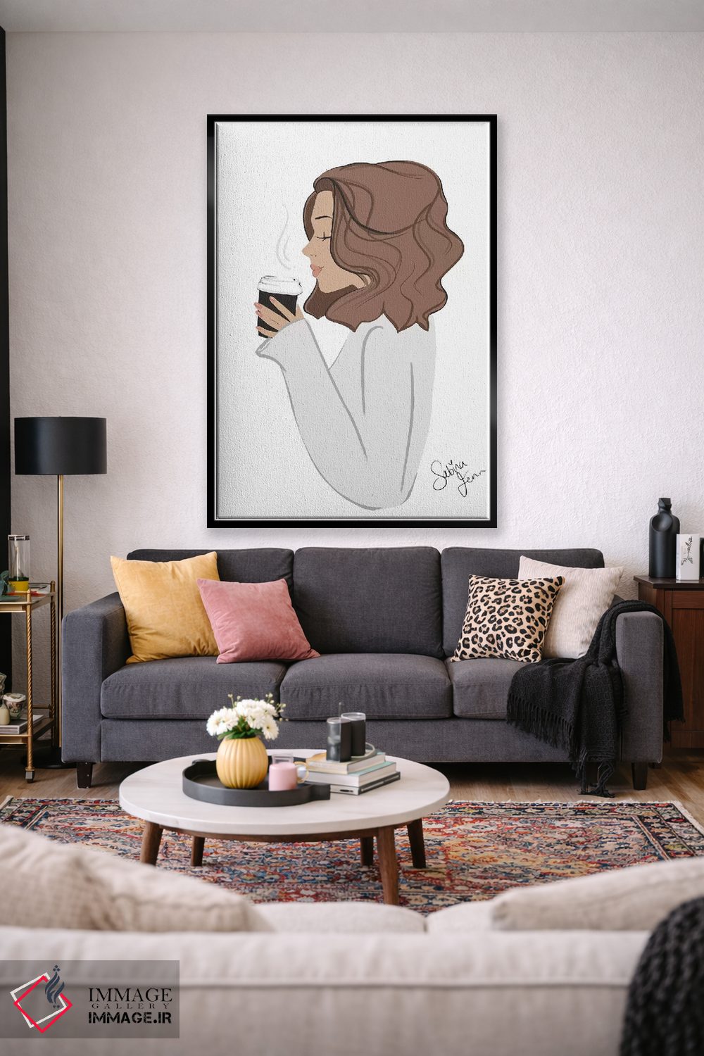تابلو دکوراتیو Light-Skinned, Brunette Hair,استراحت قهوه، پوست روشن، موهای ق… اثر سابینا فن - D2B