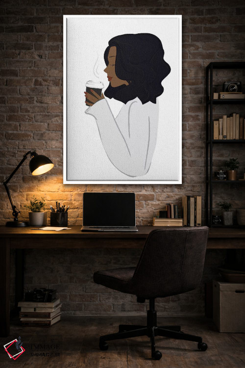 تابلو دکوراتیو Dark-Skinned, Black Hair,استراحت قهوه، پوست تیره، موهای مشکی اثر سابینا فن - D4W