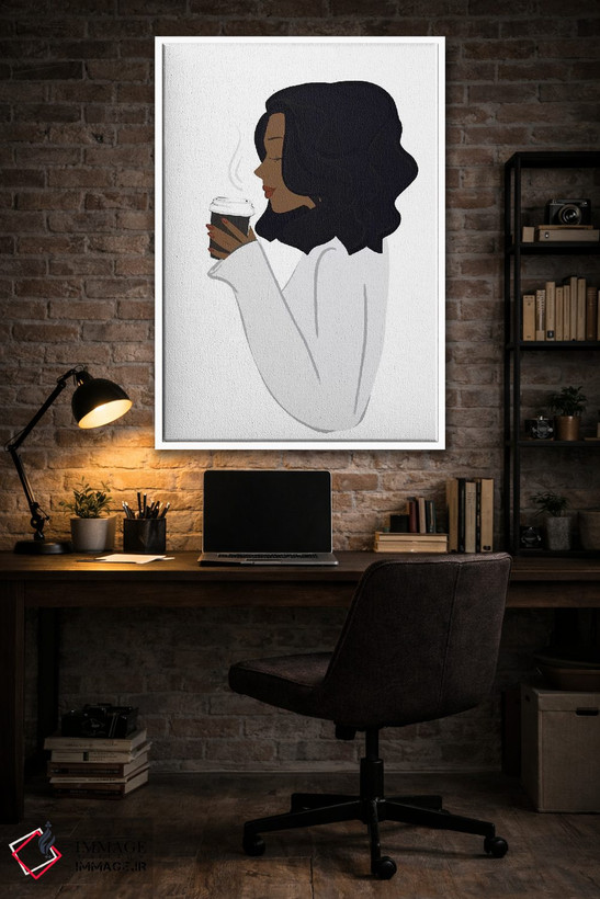 تابلو دکوراتیو Dark-Skinned, Black Hair,استراحت قهوه، پوست تیره، موهای مشکی اثر سابینا فن - D4W