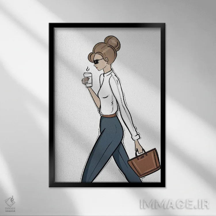 تابلو دکوراتیو بازگشت به کار اثر سابینا فن - نمای قابدار مشکی
