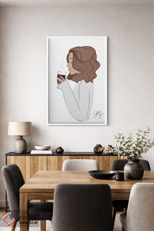 تابلو دکوراتیو Light-Skinned, Brunette Hair,استراحت قهوه، پوست روشن، موهای ق… اثر سابینا فن - D3W