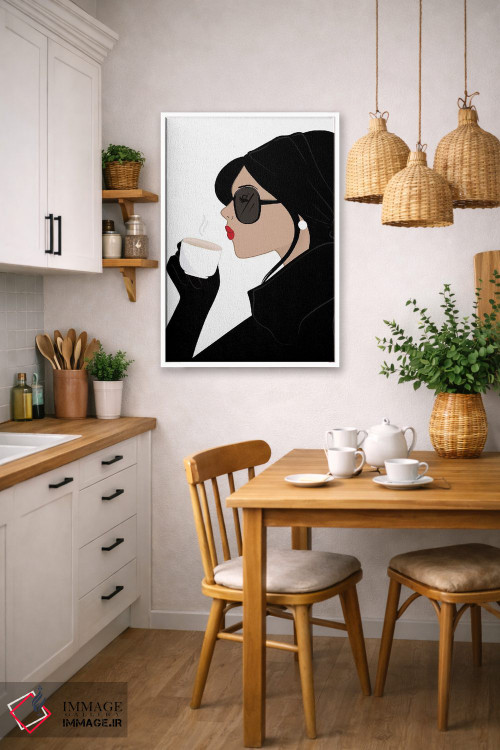تابلو دکوراتیو Light-Skinned, Black Hair,شیک اسپرسو، پوست روشن، موهای مشکی اثر سابینا فن - D4W