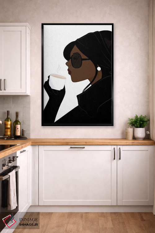 تابلو دکوراتیو Dark-Skinned, Black Hair,شیک اسپرسو، پوست تیره، موهای مشکی اثر سابینا فن - D2B
