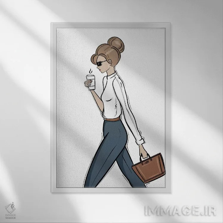 تابلو دکوراتیو بازگشت به کار اثر سابینا فن - نمای قابدار سفید