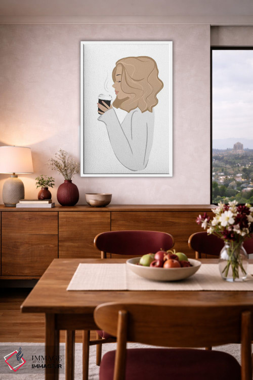 تابلو دکوراتیو Light-Skinned, Blonde Hair,استراحت قهوه، پوست روشن، موهای بلو… اثر سابینا فن - D4W