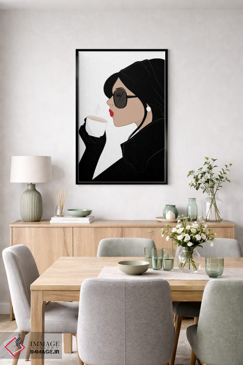 تابلو دکوراتیو Light-Skinned, Black Hair,شیک اسپرسو، پوست روشن، موهای مشکی اثر سابینا فن - D5B