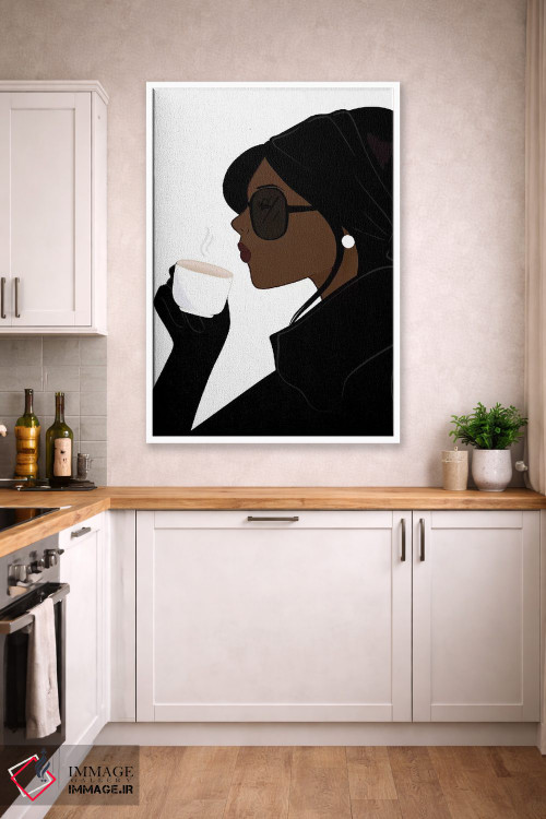 تابلو دکوراتیو Dark-Skinned, Black Hair,شیک اسپرسو، پوست تیره، موهای مشکی اثر سابینا فن - D3W