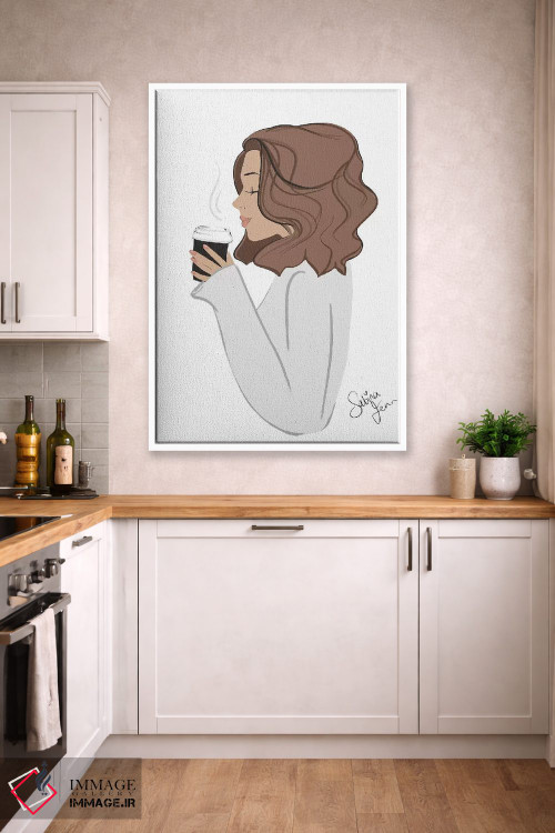تابلو دکوراتیو Light-Skinned, Brunette Hair,استراحت قهوه، پوست روشن، موهای ق… اثر سابینا فن - D4W