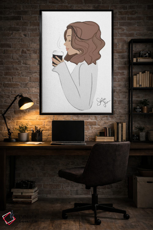 تابلو دکوراتیو Light-Skinned, Brunette Hair,استراحت قهوه، پوست روشن، موهای ق… اثر سابینا فن - D5B
