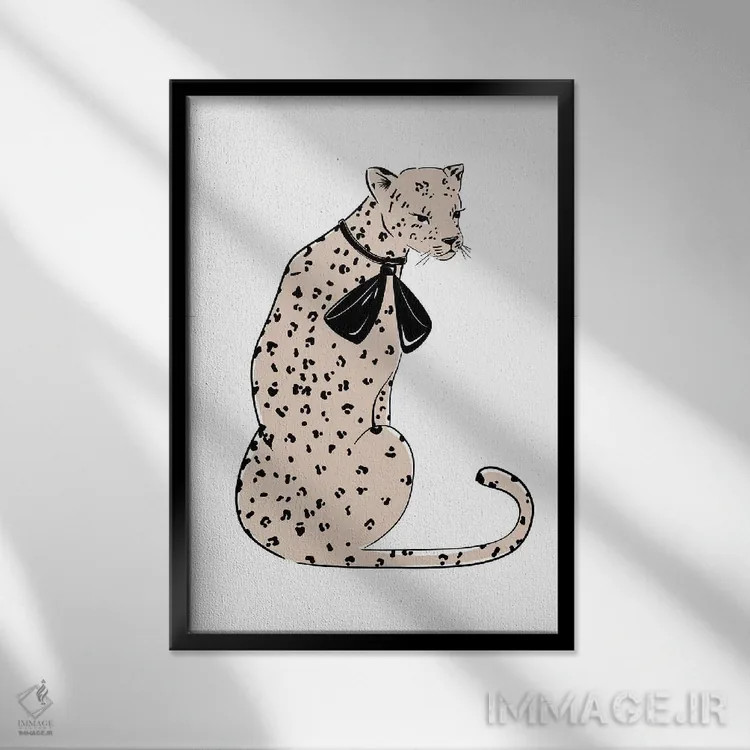 تابلو دکوراتیو شیک پلنگی اثر سابینا فن - نمای قابدار مشکی