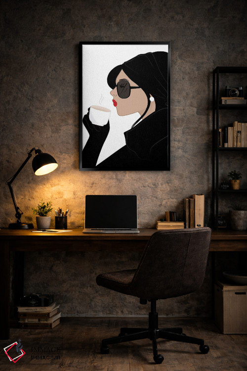 تابلو دکوراتیو Light-Skinned, Black Hair,شیک اسپرسو، پوست روشن، موهای مشکی اثر سابینا فن - D6B