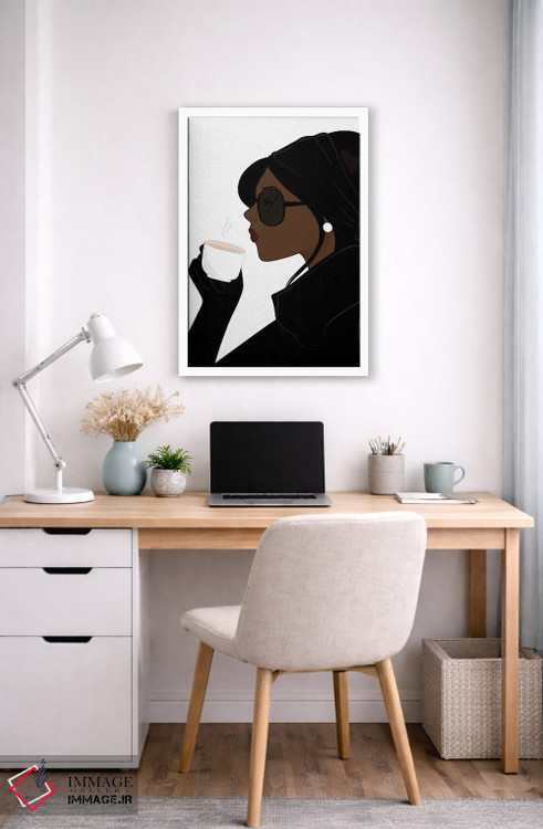 تابلو دکوراتیو Dark-Skinned, Black Hair,شیک اسپرسو، پوست تیره، موهای مشکی اثر سابینا فن - D4W