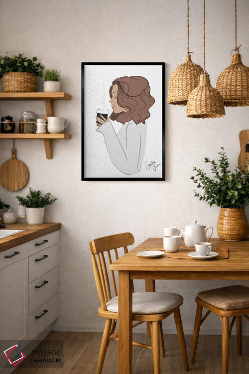 تابلو دکوراتیو Light-Skinned, Brunette Hair,استراحت قهوه، پوست روشن، موهای ق… اثر سابینا فن - D6B