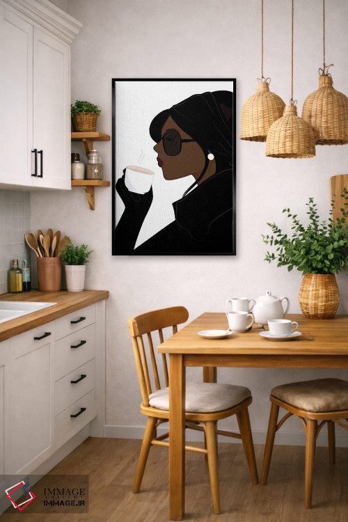 تابلو دکوراتیو Dark-Skinned, Black Hair,شیک اسپرسو، پوست تیره، موهای مشکی اثر سابینا فن - D5B