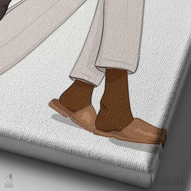 تابلو دکوراتیو Dark-Skinned, Black Hair,شیک عاشق کتاب، پوست تیره، موهای مشکی اثر سابینا فن - نمای نزدیک بافت بوم