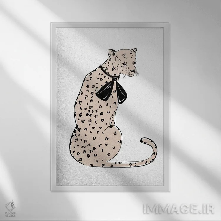 تابلو دکوراتیو شیک پلنگی اثر سابینا فن - نمای قابدار سفید
