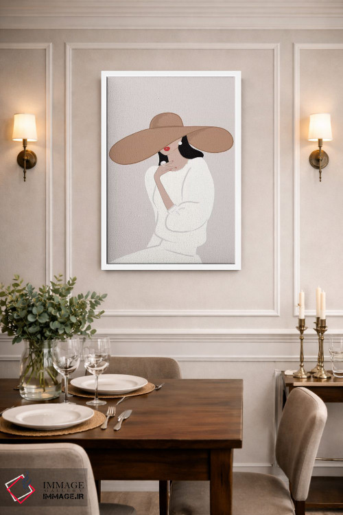 تابلو دکوراتیو Light-Skinned, Black Hair,کلاه لبه دار، پوست روشن، موهای مشکی اثر سابینا فن - D1W