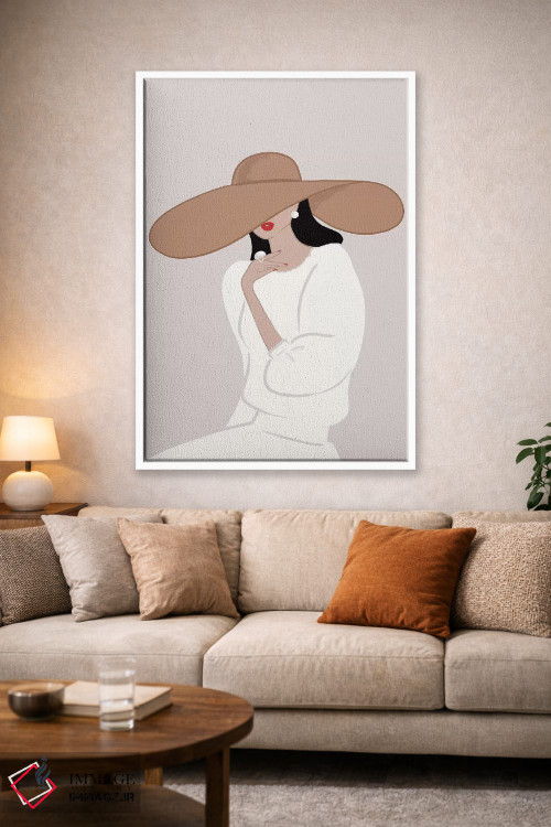 تابلو دکوراتیو Light-Skinned, Black Hair,کلاه لبه دار، پوست روشن، موهای مشکی اثر سابینا فن - D2W