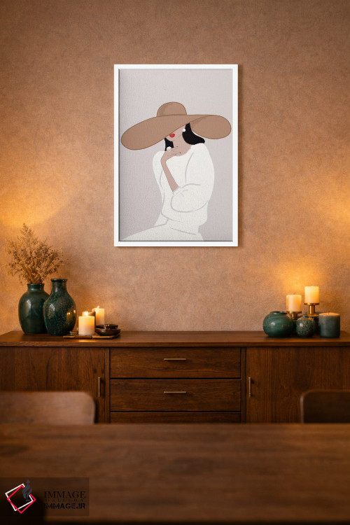 تابلو دکوراتیو Light-Skinned, Black Hair,کلاه لبه دار، پوست روشن، موهای مشکی اثر سابینا فن - D3W