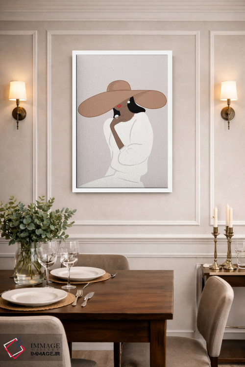 تابلو دکوراتیو Dark-Skinned, Black Hair,کلاه لبه دار، پوست تیره، موهای مشکی اثر سابینا فن - D1W