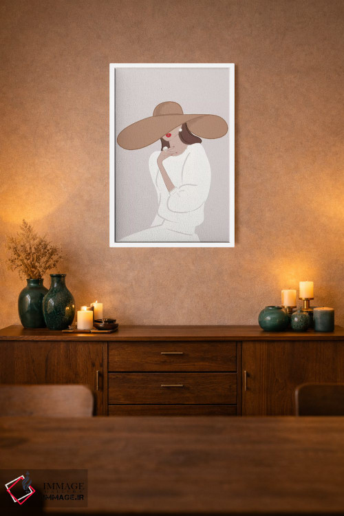 تابلو دکوراتیو کلاه لبه دار، پوست روشن، موهای قهوه ای اثر سابینا فن - D1W