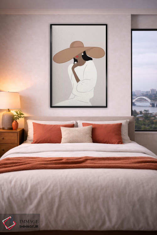 تابلو دکوراتیو Dark-Skinned, Black Hair,کلاه لبه دار، پوست تیره، موهای مشکی اثر سابینا فن - D4B