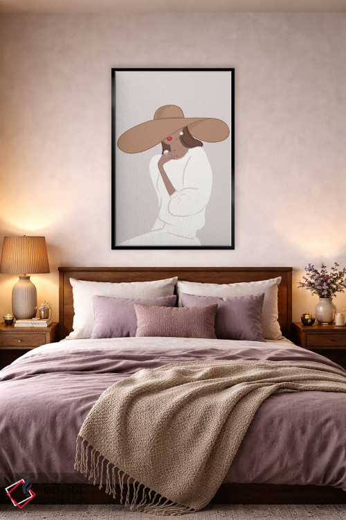 تابلو دکوراتیو Tanned, Brunette Hair,کلاه لبه دار، پوست برنزه، موهای قهوه ای اثر سابینا فن - D6B