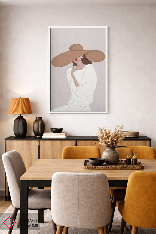 تابلو دکوراتیو کلاه لبه دار، پوست روشن، موهای قهوه ای اثر سابینا فن - D5W
