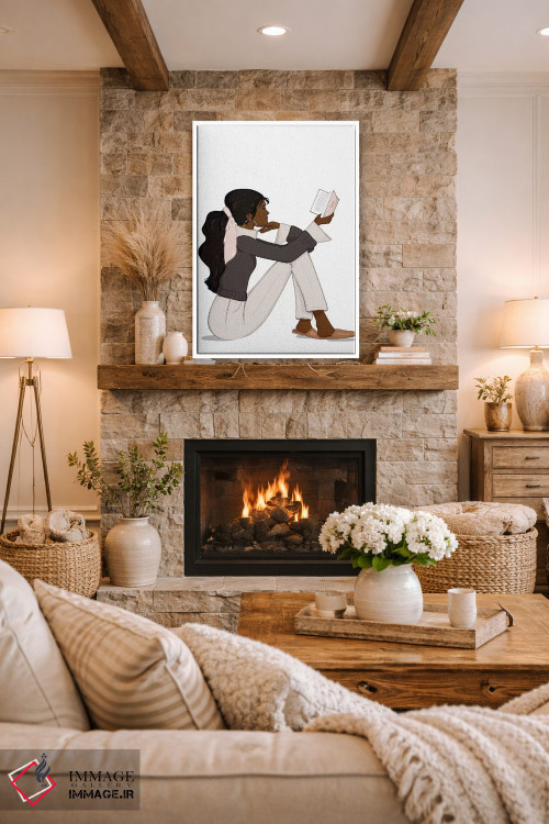 تابلو دکوراتیو Dark-Skinned, Black Hair,شیک عاشق کتاب، پوست تیره، موهای مشکی اثر سابینا فن - D1W