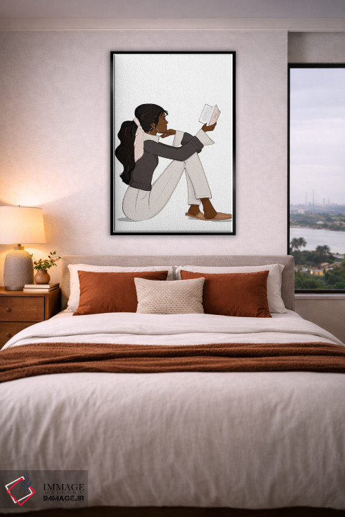 تابلو دکوراتیو Dark-Skinned, Black Hair,شیک عاشق کتاب، پوست تیره، موهای مشکی اثر سابینا فن - D4B