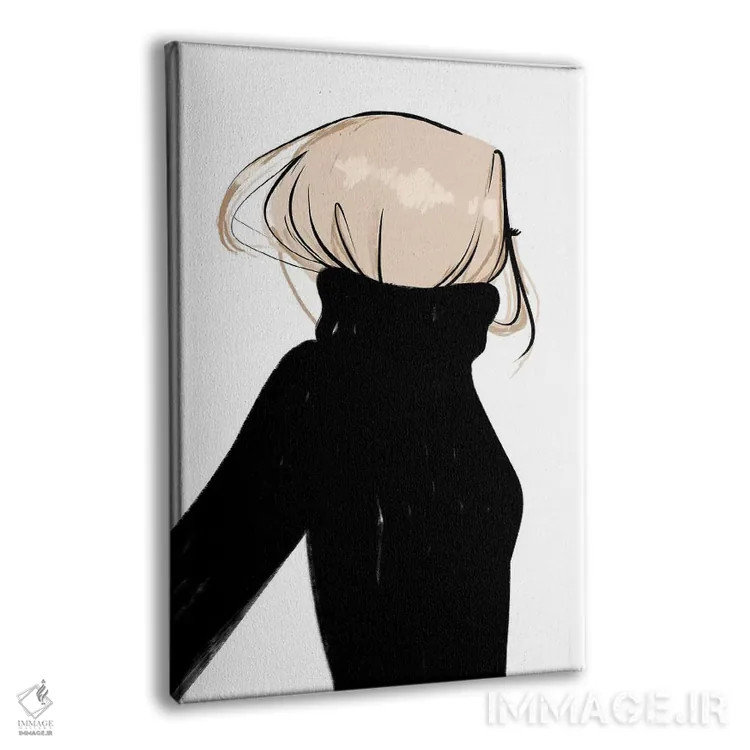 تابلو دکوراتیو یقه اسکی، موی بلوند نامرتب اثر سابینا فن - نمای پرسپکتیو محصول