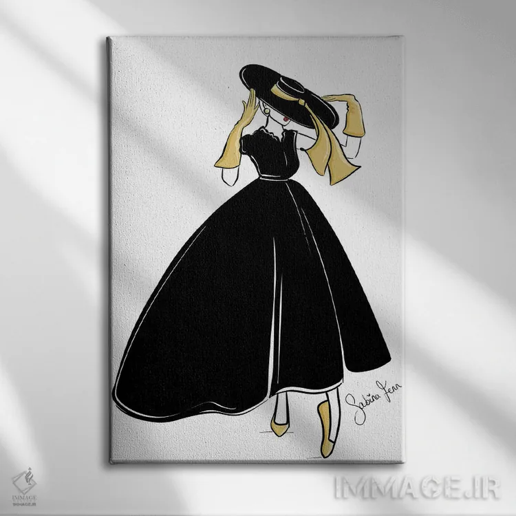 تابلو دکوراتیو الهام گرفته از دیور قدیمی اثر سابینا فن - نمای روبهرو روی دیوار