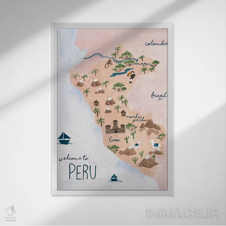 تابلو دکوراتیو به پرو خوش آمدید اثر سابینا فن - نمای قابدار سفید