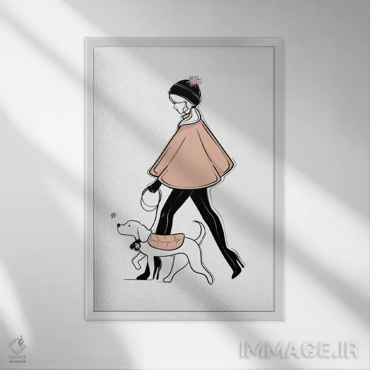 تابلو دکوراتیو قدم زنی زمستانی اثر سابینا فن - نمای قابدار سفید