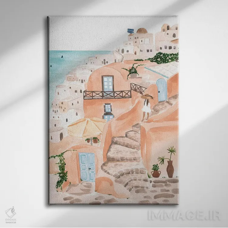 تابلو دکوراتیو سانتورینی اثر سابینا فن - نمای روبهرو روی دیوار