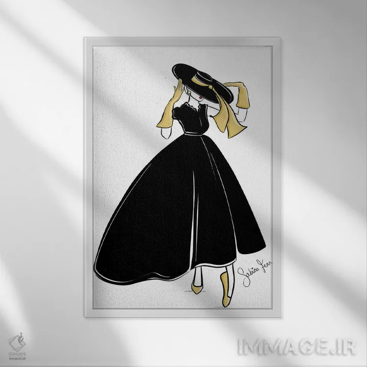 تابلو دکوراتیو الهام گرفته از دیور قدیمی اثر سابینا فن - نمای قابدار سفید