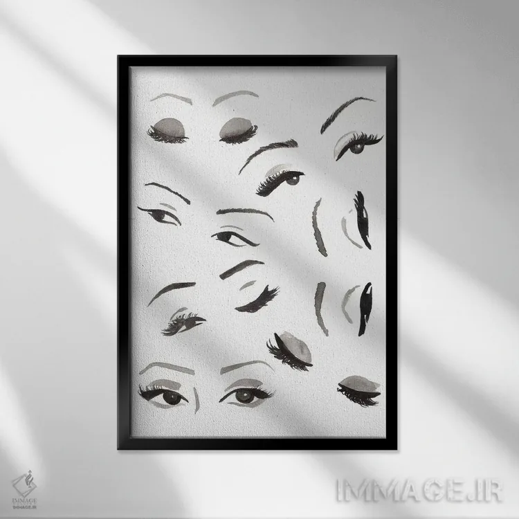 تابلو دکوراتیو چشم ها اثر سابینا فن - نمای قابدار مشکی