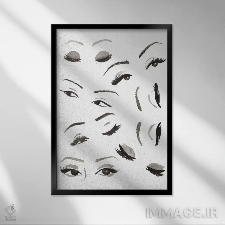 تابلو دکوراتیو چشم ها اثر سابینا فن - نمای قابدار مشکی