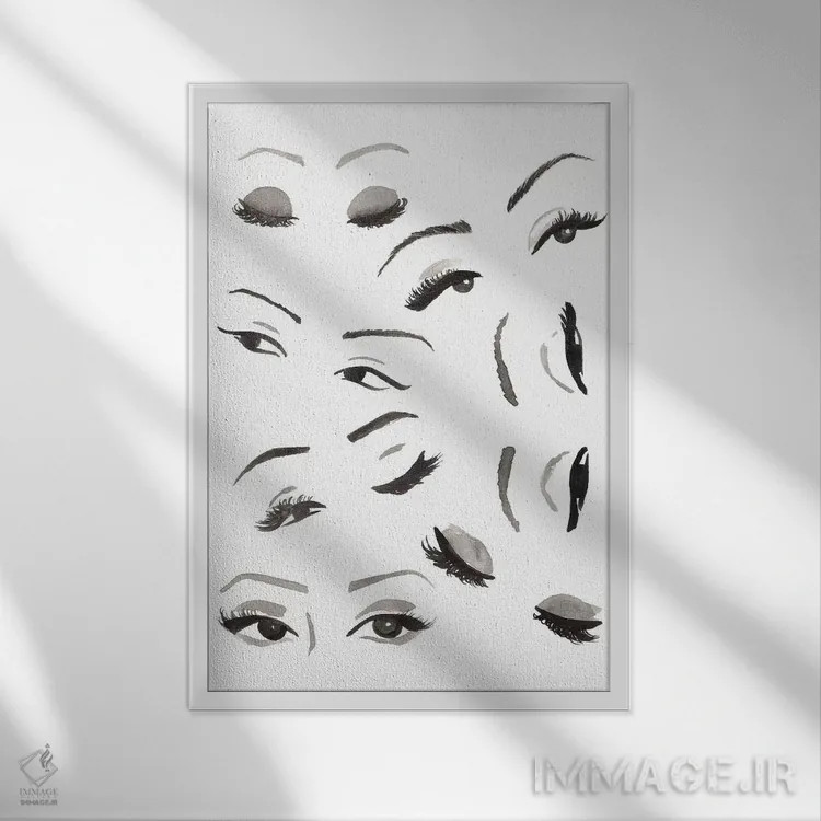 تابلو دکوراتیو چشم ها اثر سابینا فن - نمای قابدار سفید