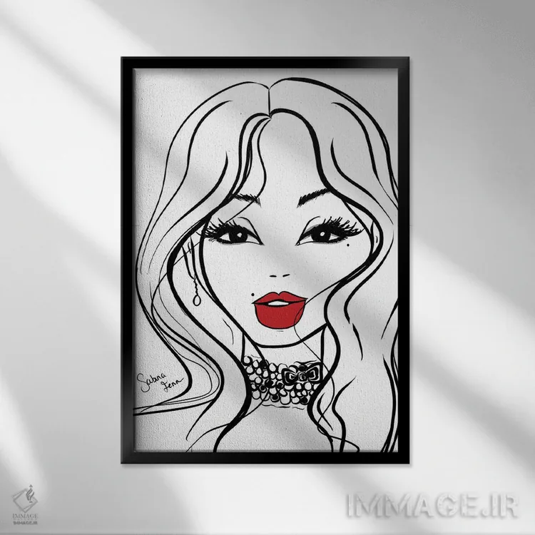 تابلو دکوراتیو چهره I اثر سابینا فن - نمای قابدار مشکی