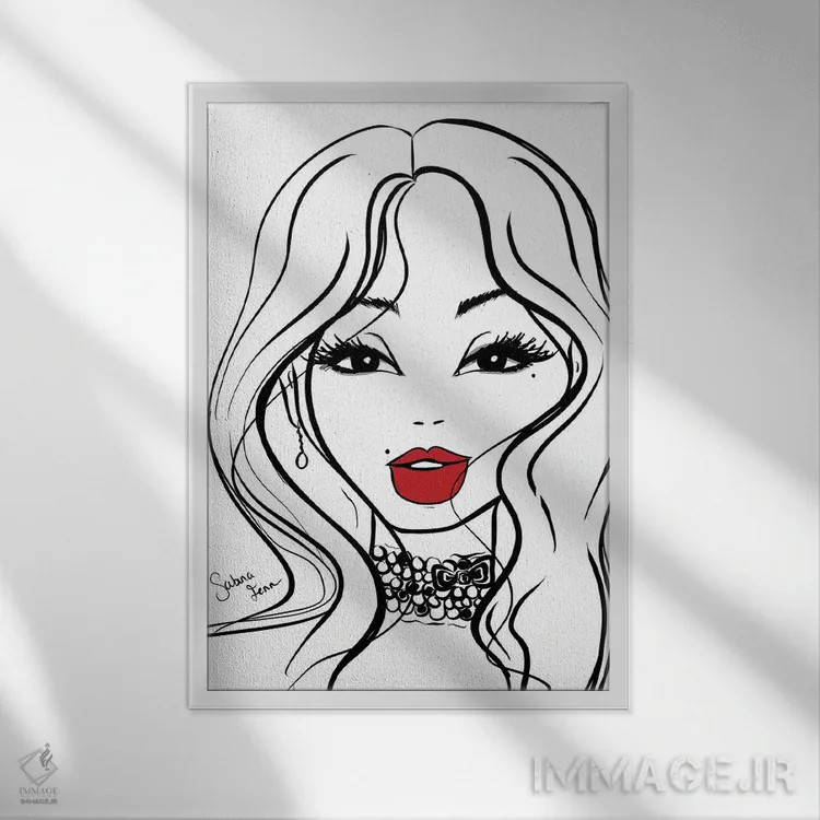 تابلو دکوراتیو چهره I اثر سابینا فن - نمای قابدار سفید
