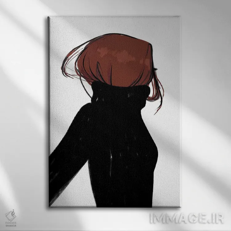 تابلو دکوراتیو یقه اسکی، موی قرمز نامرتب اثر سابینا فن - نمای روبهرو روی دیوار
