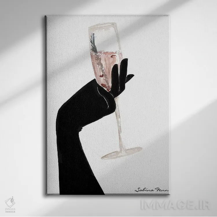 تابلو مینیمال شیک رزماری شامپاین اثر سابینا فن - نمای روبهرو روی دیوار