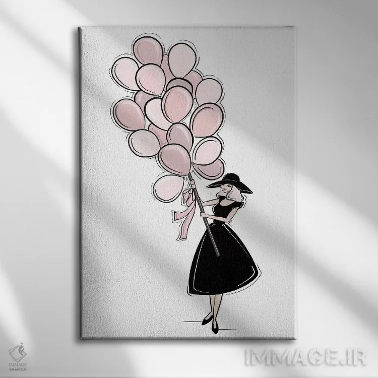 تابلو دکوراتیو بادکنک های صورتی اثر سابینا فن - نمای روبهرو روی دیوار
