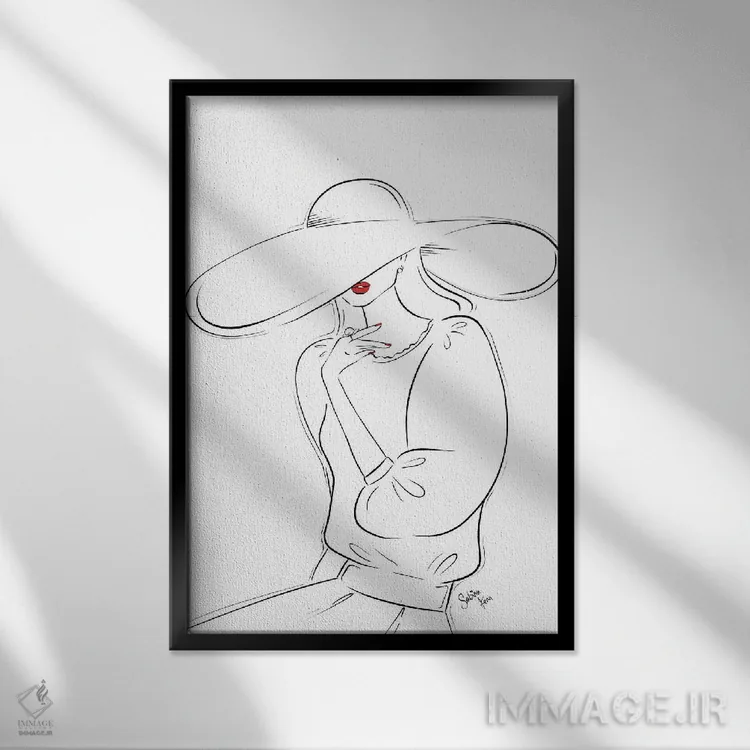 تابلو دکوراتیو کلاه زیبای من اثر سابینا فن - نمای قابدار مشکی