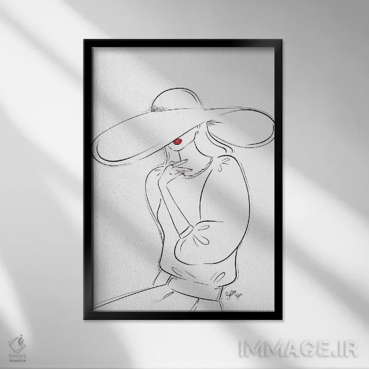 تابلو دکوراتیو کلاه زیبای من اثر سابینا فن - نمای قابدار مشکی