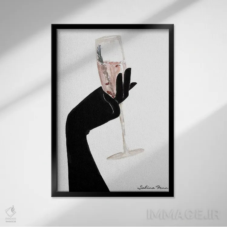 تابلو مینیمال شیک رزماری شامپاین اثر سابینا فن - نمای قابدار مشکی